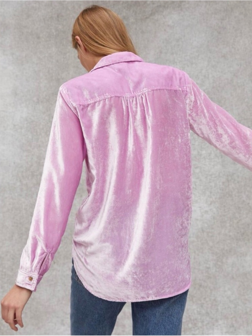 Pilcro Anthropologie Crushed Velvet Button Up Blouse Lilac Dreamy Fairycore Sz10 - Picture 4 of 14